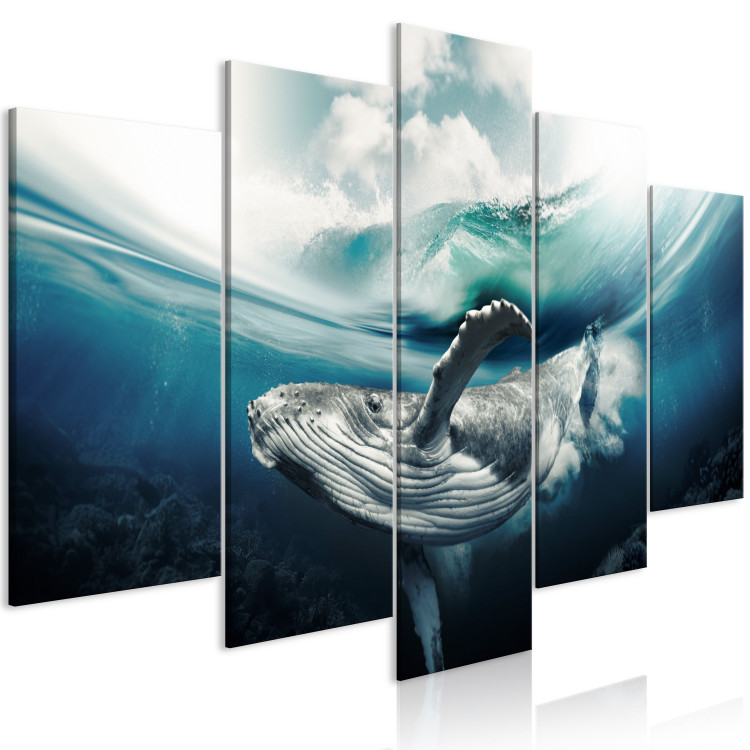 Canvas Print Mighty Whale (5 Parts) Wide Blue 126122 additionalImage 2