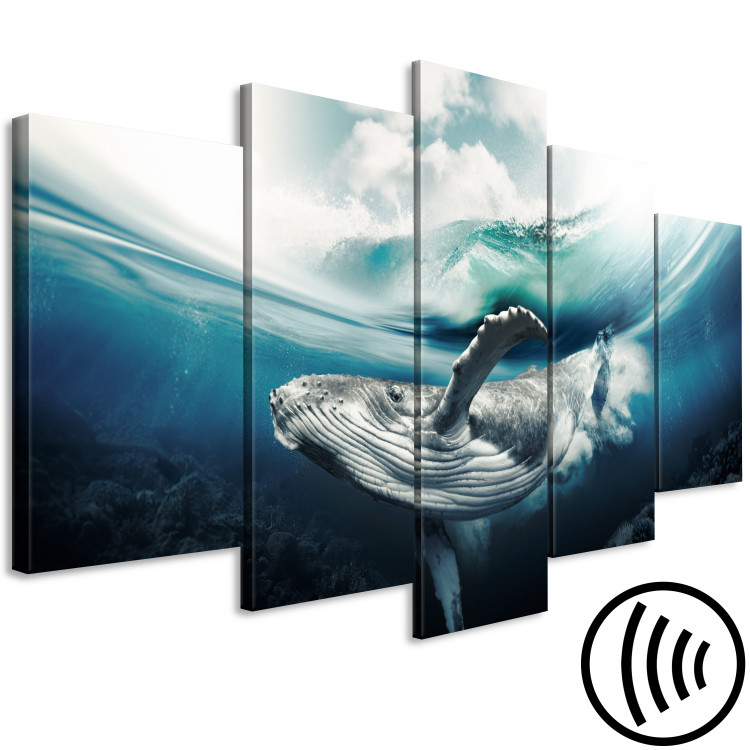 Canvas Print Mighty Whale (5 Parts) Wide Blue 126122 additionalImage 6
