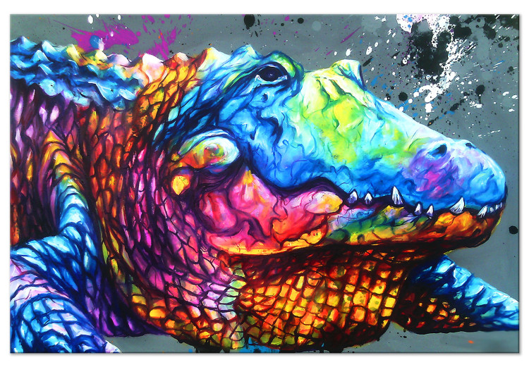Canvas Art Print Colourful Alligator (1 Part) Wide 127022