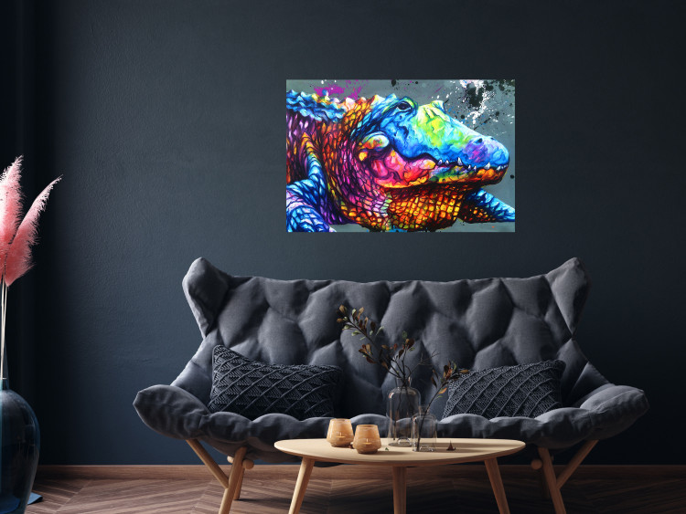 Canvas Art Print Colourful Alligator (1 Part) Wide 127022 additionalImage 3
