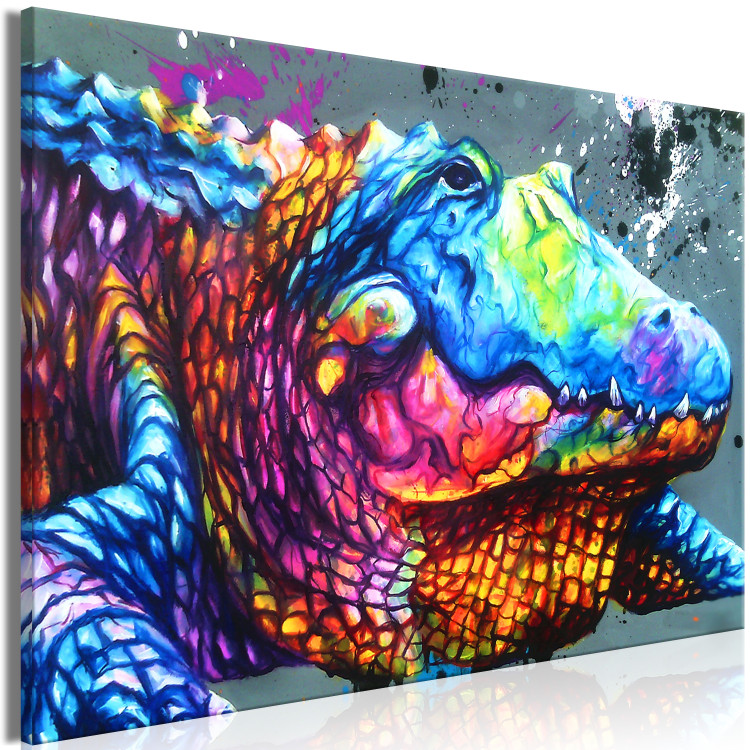 Canvas Art Print Colourful Alligator (1 Part) Wide 127022 additionalImage 2