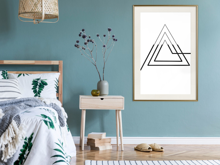 Wall Poster Peak of Geometry - black line art of triangular figure on white background 128022 additionalImage 22