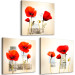 Canvas Art Print Poppy Impression (3-part) - red flowers on an abstract background 128822 additionalThumb 2