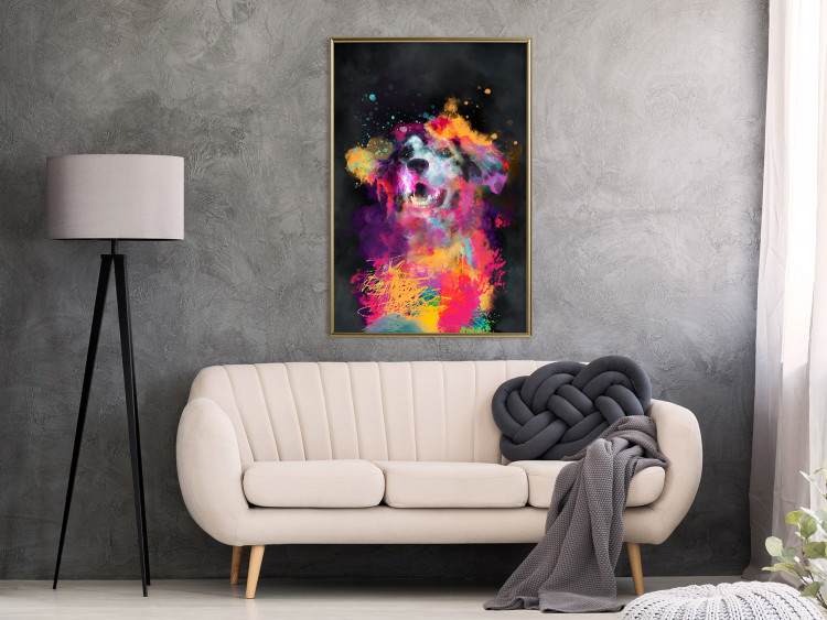 Poster Doggy Joy - multicolored dog in watercolor motif on a black background 130522 additionalImage 5