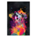 Poster Doggy Joy - multicolored dog in watercolor motif on a black background 130522