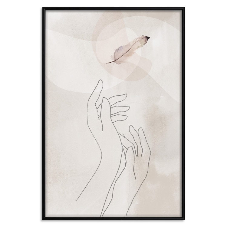 Wall Poster Perfect Lightness - black line art of hands on an abstract beige background 130822 additionalImage 16