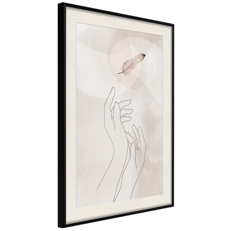 Wall Poster Perfect Lightness - black line art of hands on an abstract beige background 130822 additionalImage 2