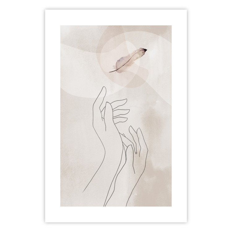 Wall Poster Perfect Lightness - black line art of hands on an abstract beige background 130822 additionalImage 19