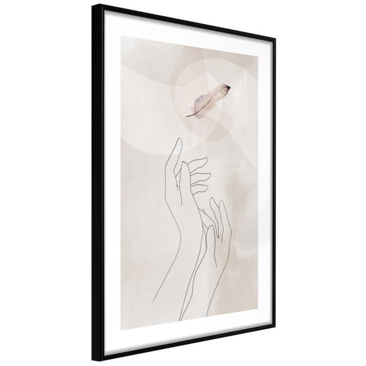 Wall Poster Perfect Lightness - black line art of hands on an abstract beige background 130822 additionalImage 8