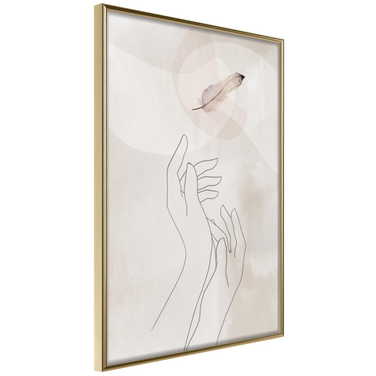 Wall Poster Perfect Lightness - black line art of hands on an abstract beige background 130822 additionalImage 12
