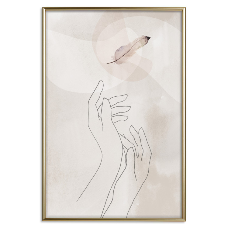 Wall Poster Perfect Lightness - black line art of hands on an abstract beige background 130822 additionalImage 21