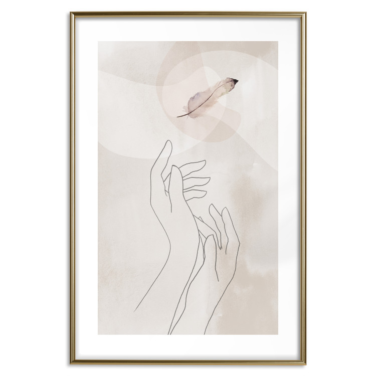 Wall Poster Perfect Lightness - black line art of hands on an abstract beige background 130822 additionalImage 16