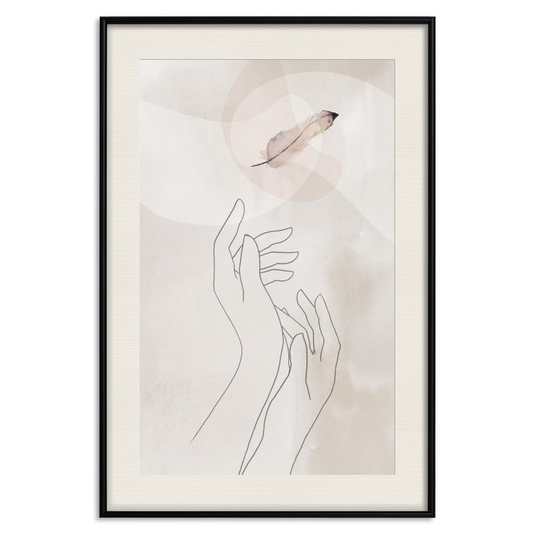 Wall Poster Perfect Lightness - black line art of hands on an abstract beige background 130822 additionalImage 19