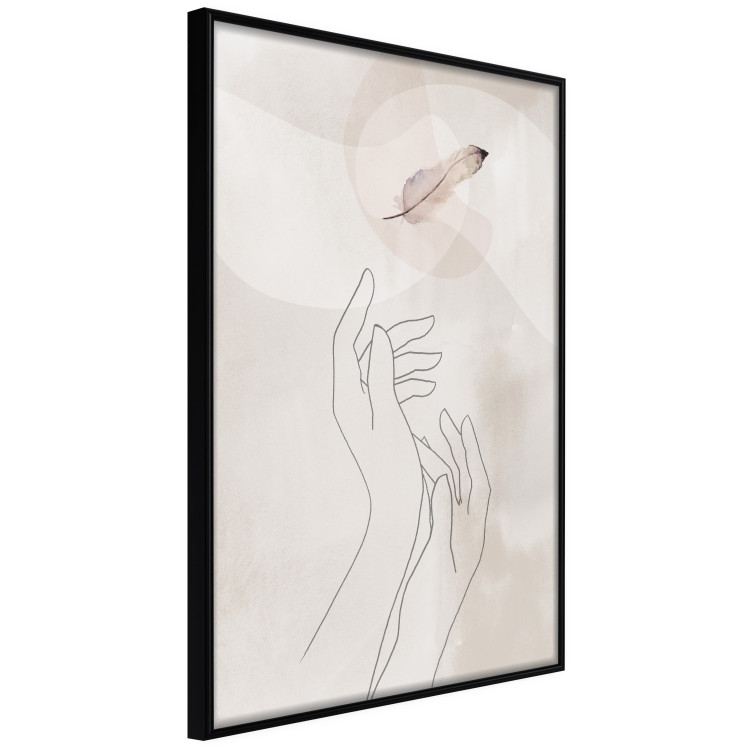 Wall Poster Perfect Lightness - black line art of hands on an abstract beige background 130822 additionalImage 13