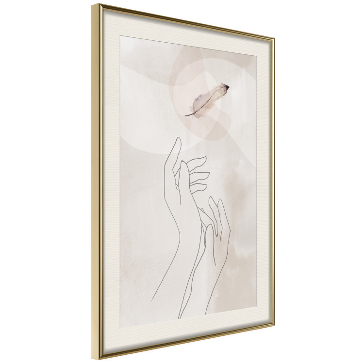 Wall Poster Perfect Lightness - black line art of hands on an abstract beige background 130822 additionalImage 3