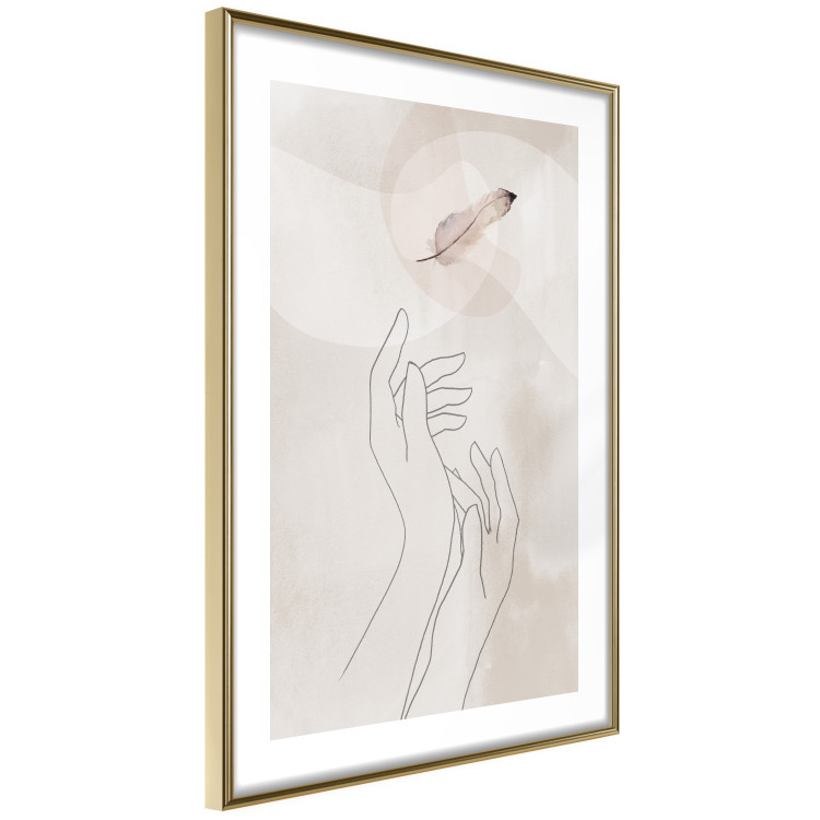 Wall Poster Perfect Lightness - black line art of hands on an abstract beige background 130822 additionalImage 9