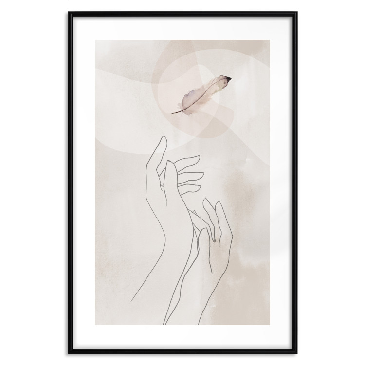 Wall Poster Perfect Lightness - black line art of hands on an abstract beige background 130822 additionalImage 17