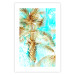 Poster Forbidden Paradise - tropical blue landscape with golden palm trees 131822 additionalThumb 23