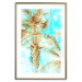 Poster Forbidden Paradise - tropical blue landscape with golden palm trees 131822 additionalThumb 21