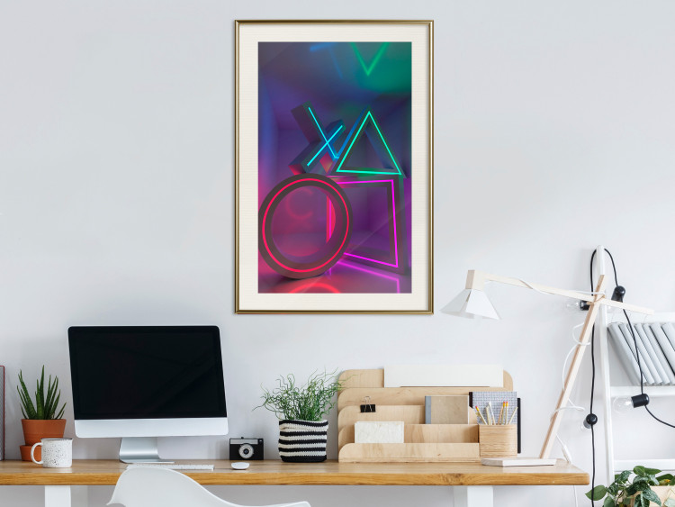 Poster Winning Zone - geometric figures with colorful neon inserts 131922 additionalImage 22
