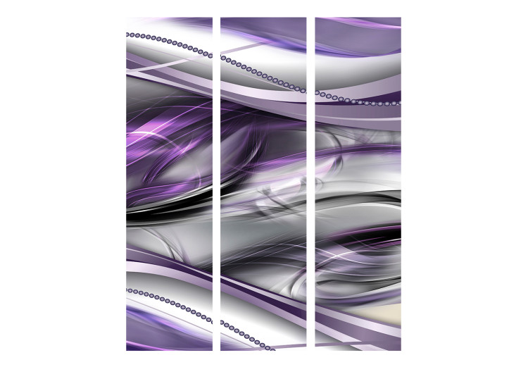 Folding Screen Tunnels (Purple) (3-piece) - modern abstraction in silver 132722 additionalImage 3