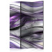 Folding Screen Tunnels (Purple) (3-piece) - modern abstraction in silver 132722