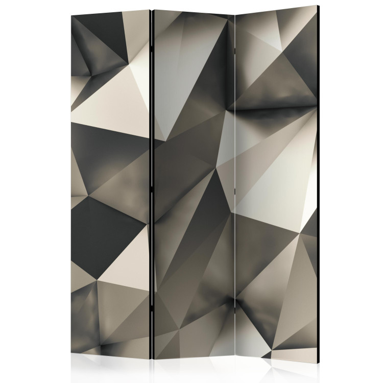 Room Separator Cosmic Silver (3-piece) - beige design in three-dimensional triangles 132822