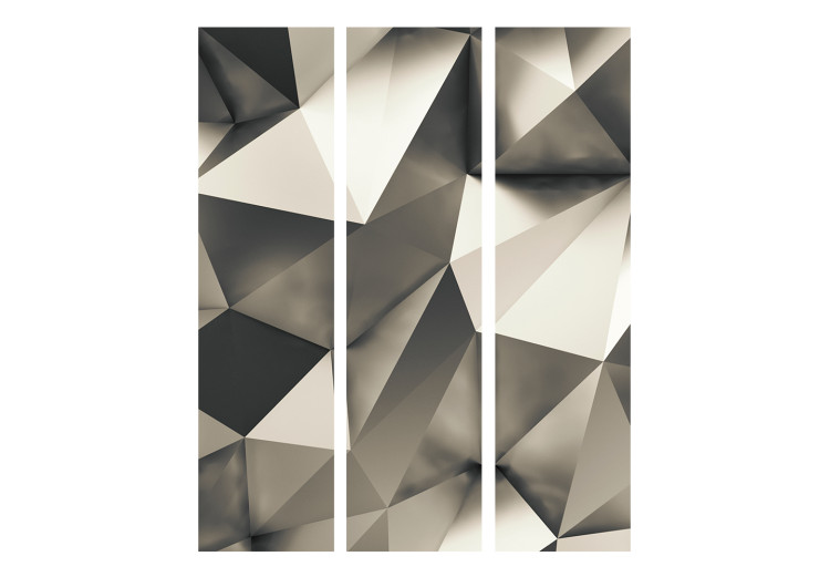Room Separator Cosmic Silver (3-piece) - beige design in three-dimensional triangles 132822 additionalImage 3