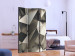 Room Separator Cosmic Silver (3-piece) - beige design in three-dimensional triangles 132822 additionalThumb 2
