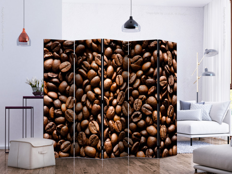 Room Divider Screen Roasted Coffee Beans II (5-piece) - pattern in brown coffee beans 133322 additionalImage 2