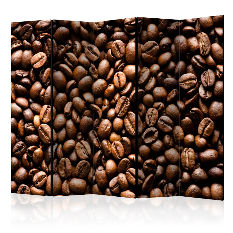 Room Divider Screen Roasted Coffee Beans II (5-piece) - pattern in brown coffee beans 133322