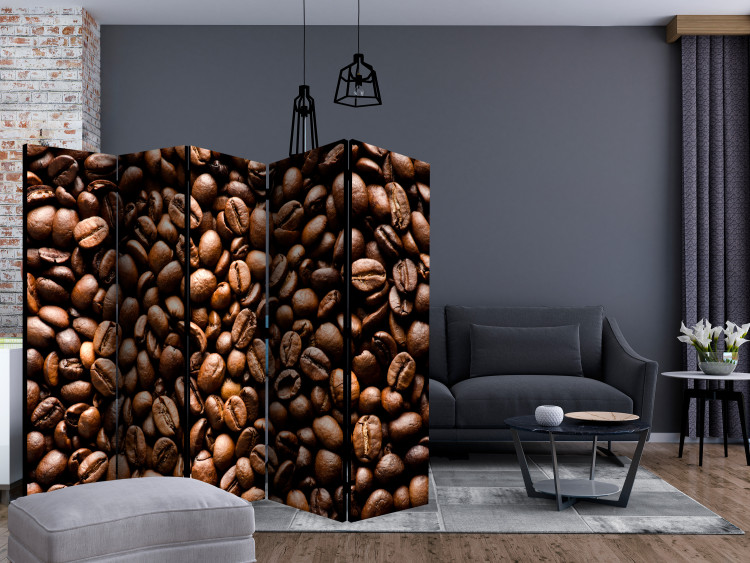 Room Divider Screen Roasted Coffee Beans II (5-piece) - pattern in brown coffee beans 133322 additionalImage 4