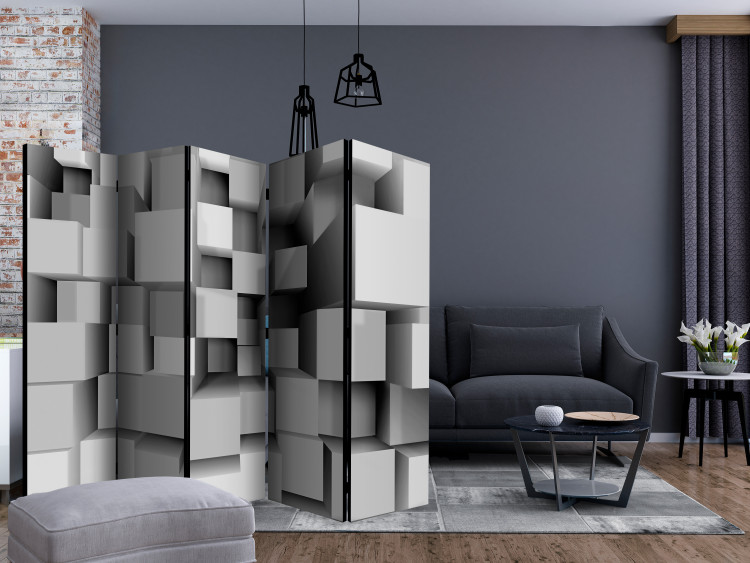 Room Divider Mechanical Symmetry II - abstract gray geometric figures in 3D 133622 additionalImage 4