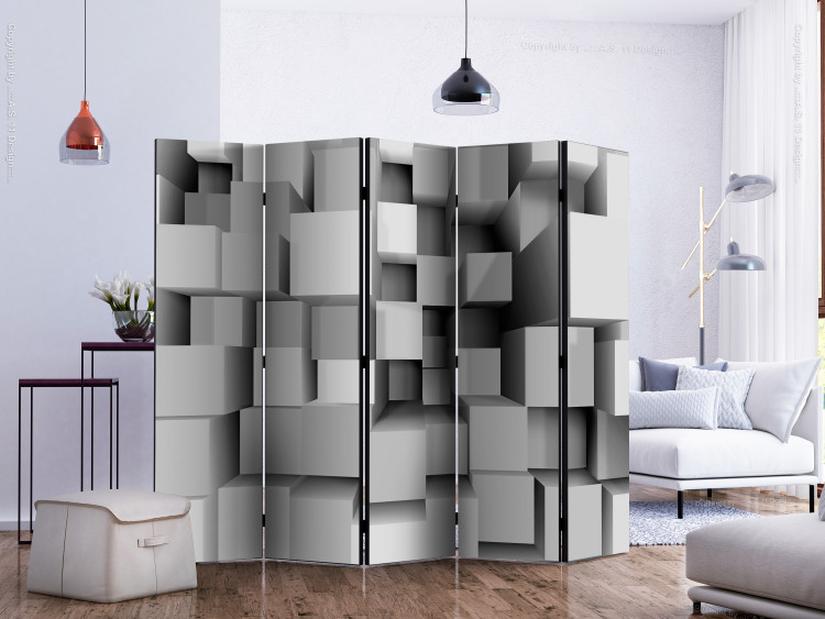 Room Divider Mechanical Symmetry II - abstract gray geometric figures in 3D 133622 additionalImage 2