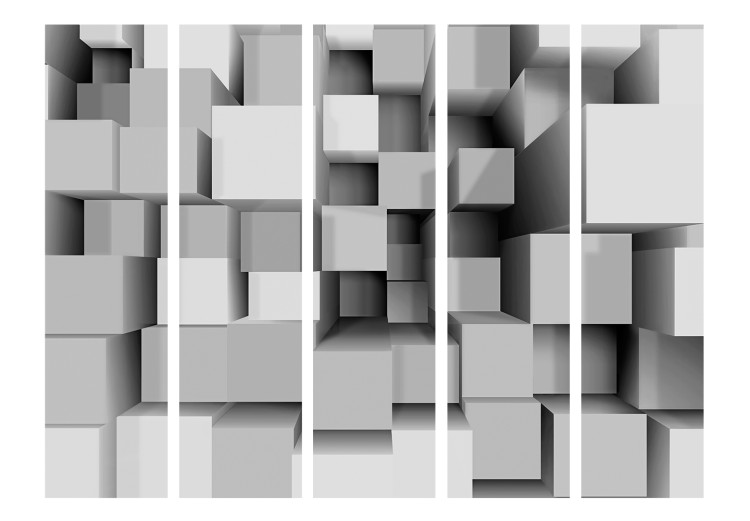 Room Divider Mechanical Symmetry II - abstract gray geometric figures in 3D 133622 additionalImage 3