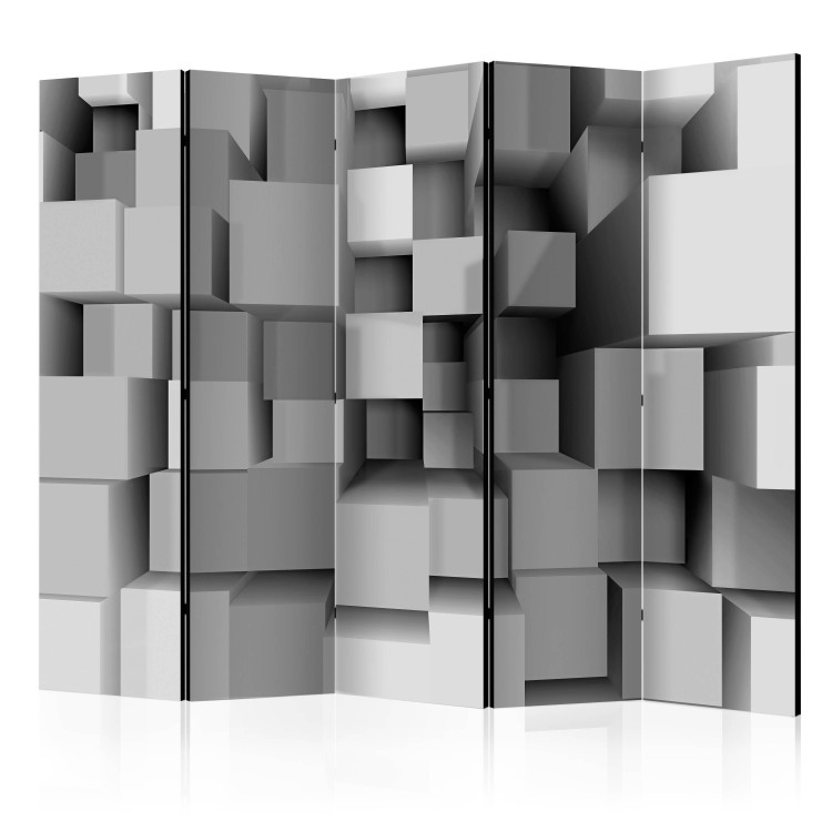 Room Divider Mechanical Symmetry II - abstract gray geometric figures in 3D 133622