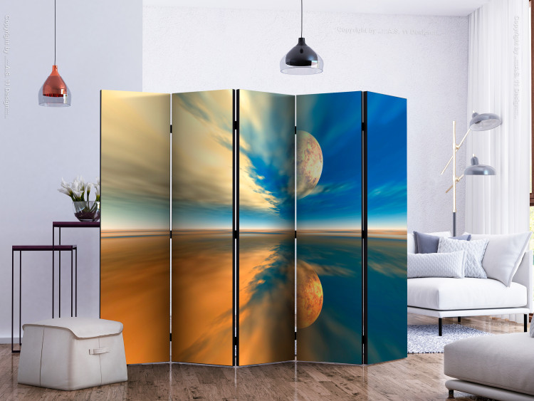 Folding Screen Fly Me to the Moon II - landscape of the sky with the moon and its reflection 133922 additionalImage 2
