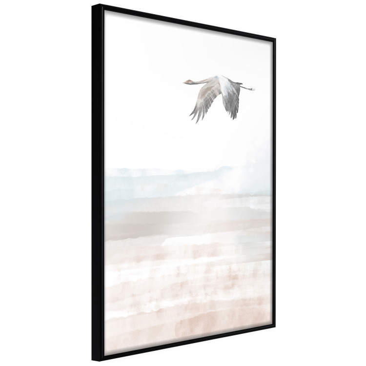 Wall Poster Crane Flight - landscape of a bird flying against a white sky in a watercolor motif 137922 additionalImage 23