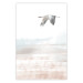 Wall Poster Crane Flight - landscape of a bird flying against a white sky in a watercolor motif 137922