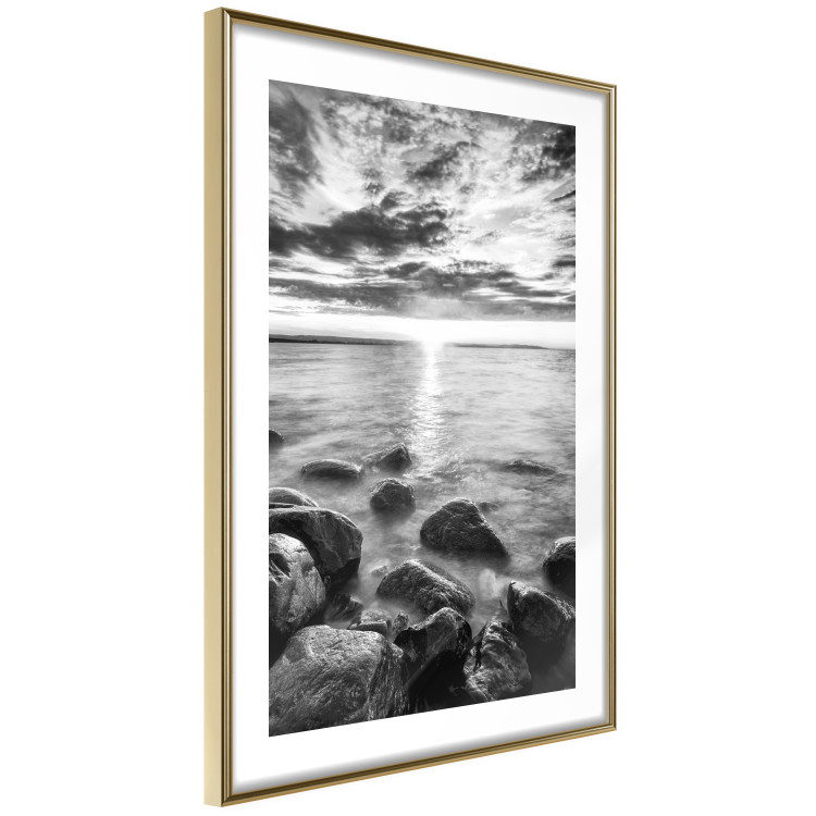Poster Scandinavian Morning - black and white seascape against sky 138722 additionalImage 2