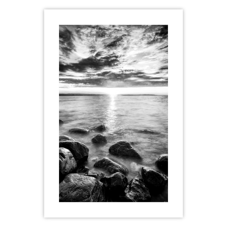 Poster Scandinavian Morning - black and white seascape against sky 138722 additionalImage 13