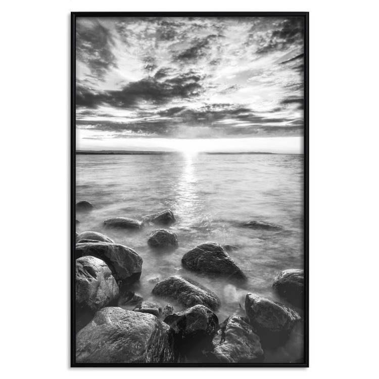 Poster Scandinavian Morning - black and white seascape against sky 138722 additionalImage 14