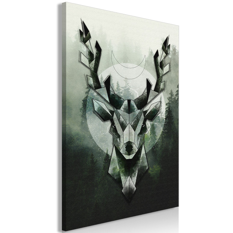 Canvas Art Print Green Deer and Forest (1-piece) Vertical - geometric abstraction 143722 additionalImage 2