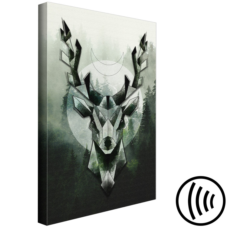 Canvas Art Print Green Deer and Forest (1-piece) Vertical - geometric abstraction 143722 additionalImage 6
