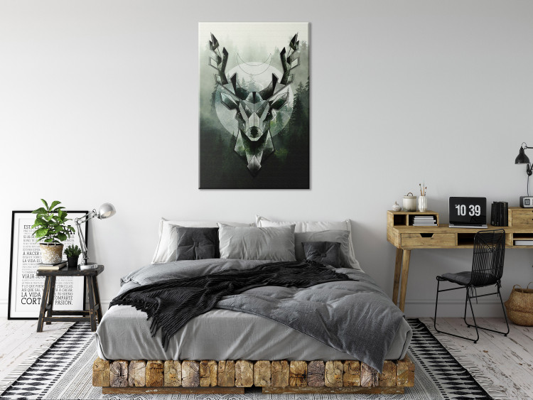 Canvas Art Print Green Deer and Forest (1-piece) Vertical - geometric abstraction 143722 additionalImage 3