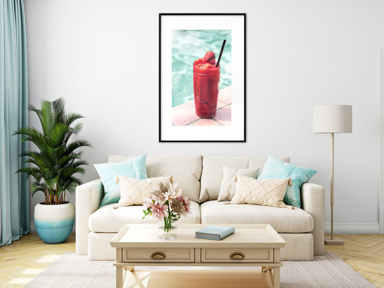 Poster Holiday Cocktail - Strawberry Cold Smoothie in the Summer by the Swimming Pool 144122 additionalImage 9