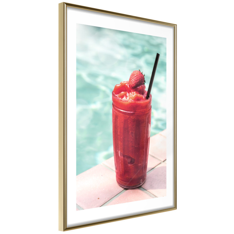 Poster Holiday Cocktail - Strawberry Cold Smoothie in the Summer by the Swimming Pool 144122 additionalImage 6