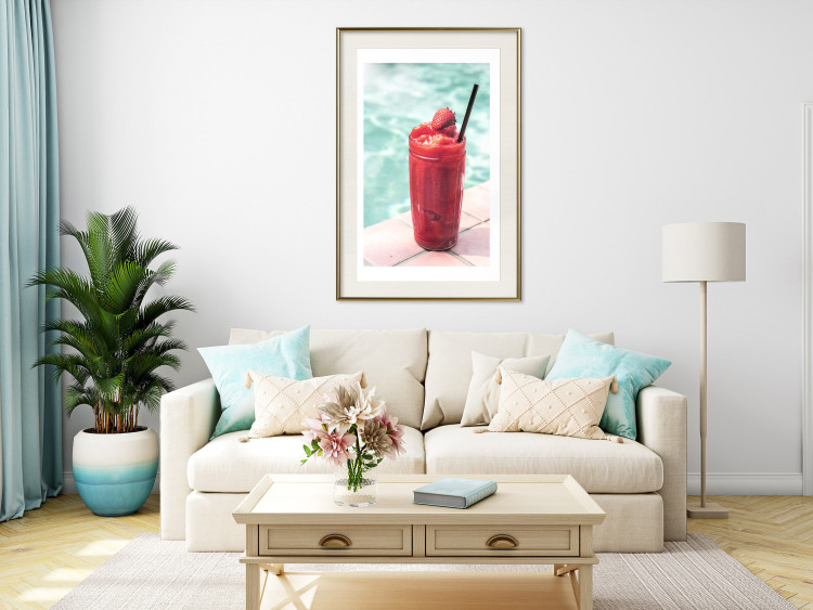 Poster Holiday Cocktail - Strawberry Cold Smoothie in the Summer by the Swimming Pool 144122 additionalImage 25