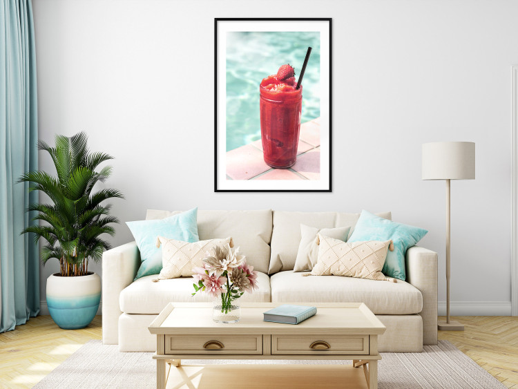 Poster Holiday Cocktail - Strawberry Cold Smoothie in the Summer by the Swimming Pool 144122 additionalImage 13