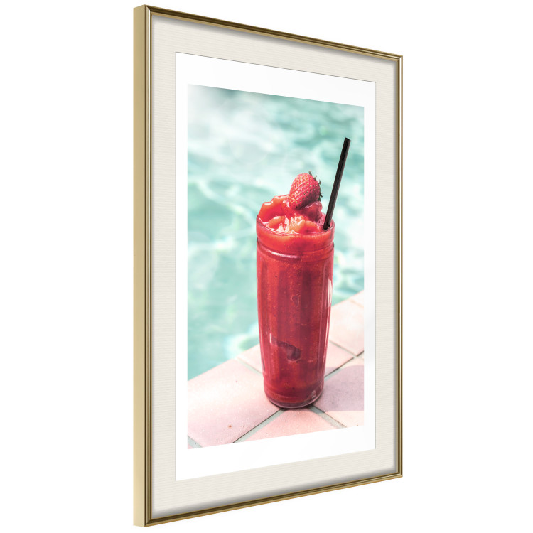 Poster Holiday Cocktail - Strawberry Cold Smoothie in the Summer by the Swimming Pool 144122 additionalImage 10